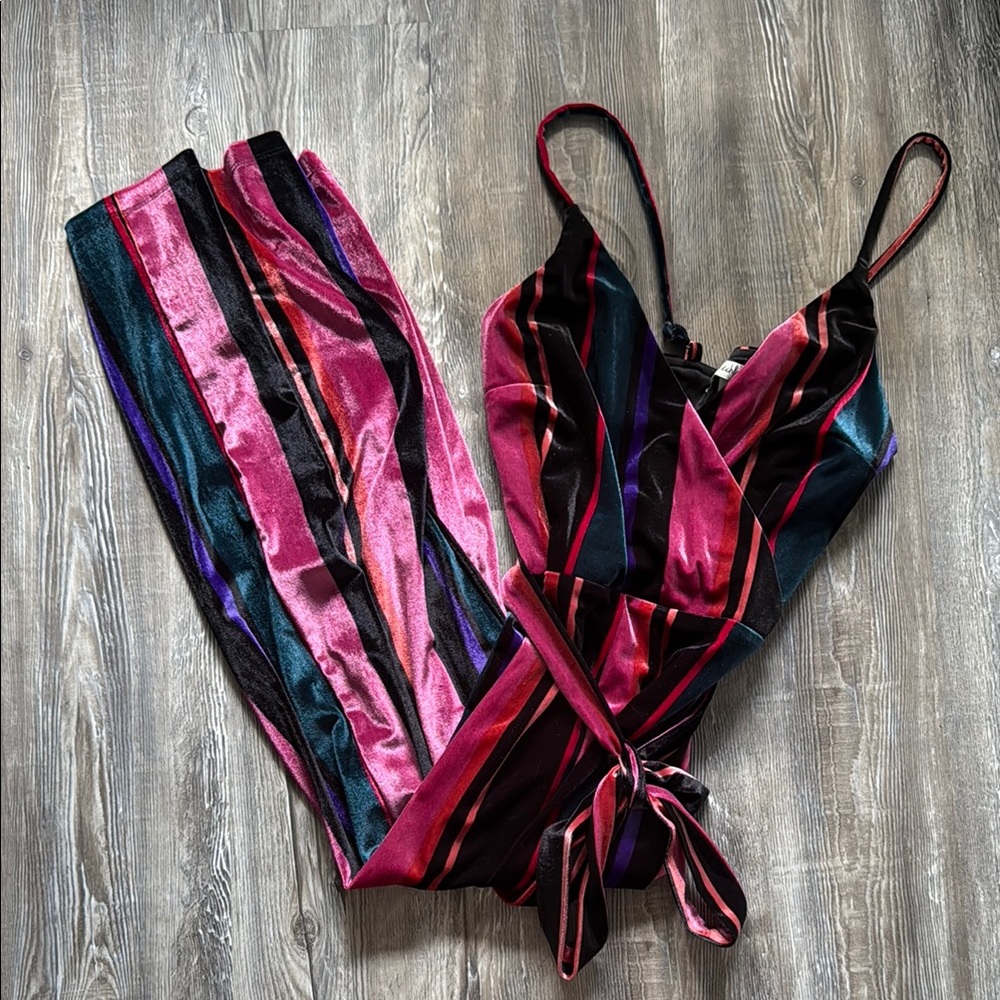 NWT Velvet Spaghetti Strap Jumpsuit
